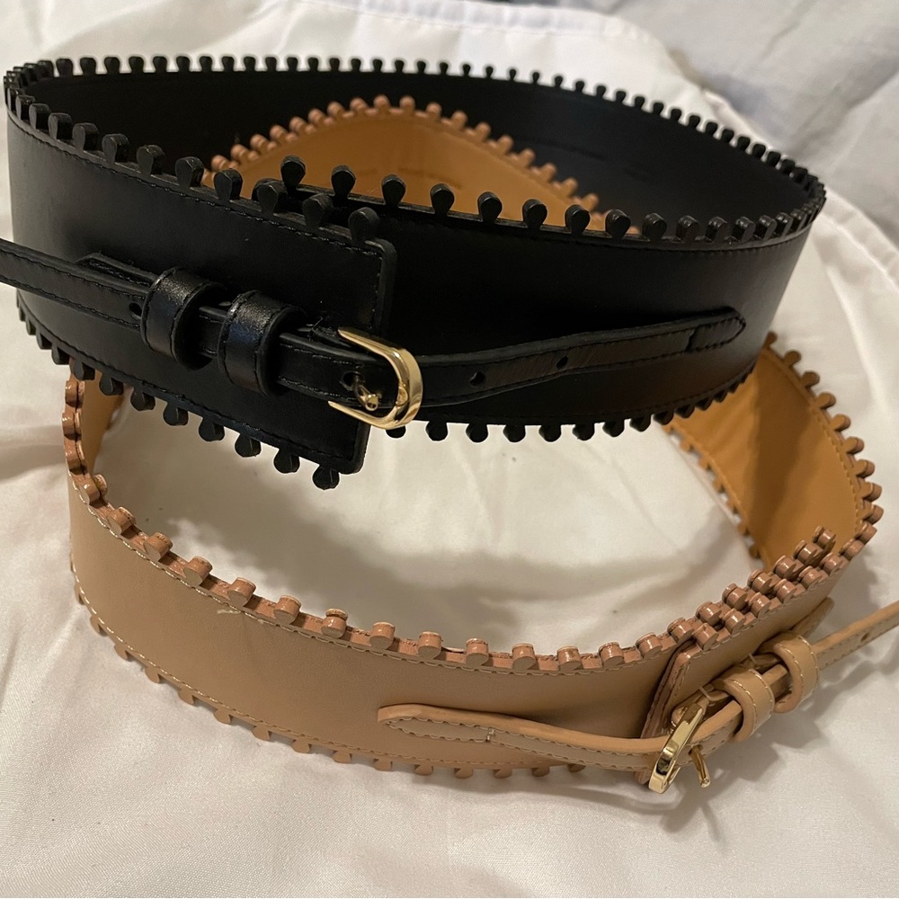 Ann Taylor 2in thick waist belts in black and nude XS